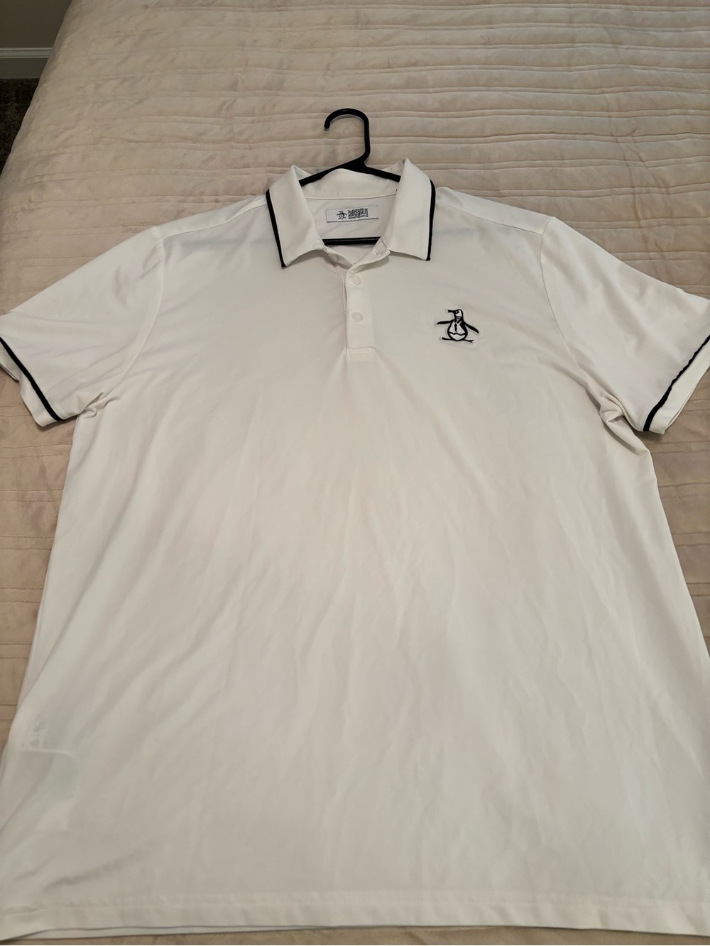 Original Penguin White Polo with Black Trim and Logo